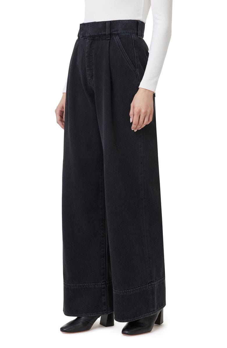 Habitual Pleated High Waist Super Wide Leg Jeans, Alternate, color, Washed Black