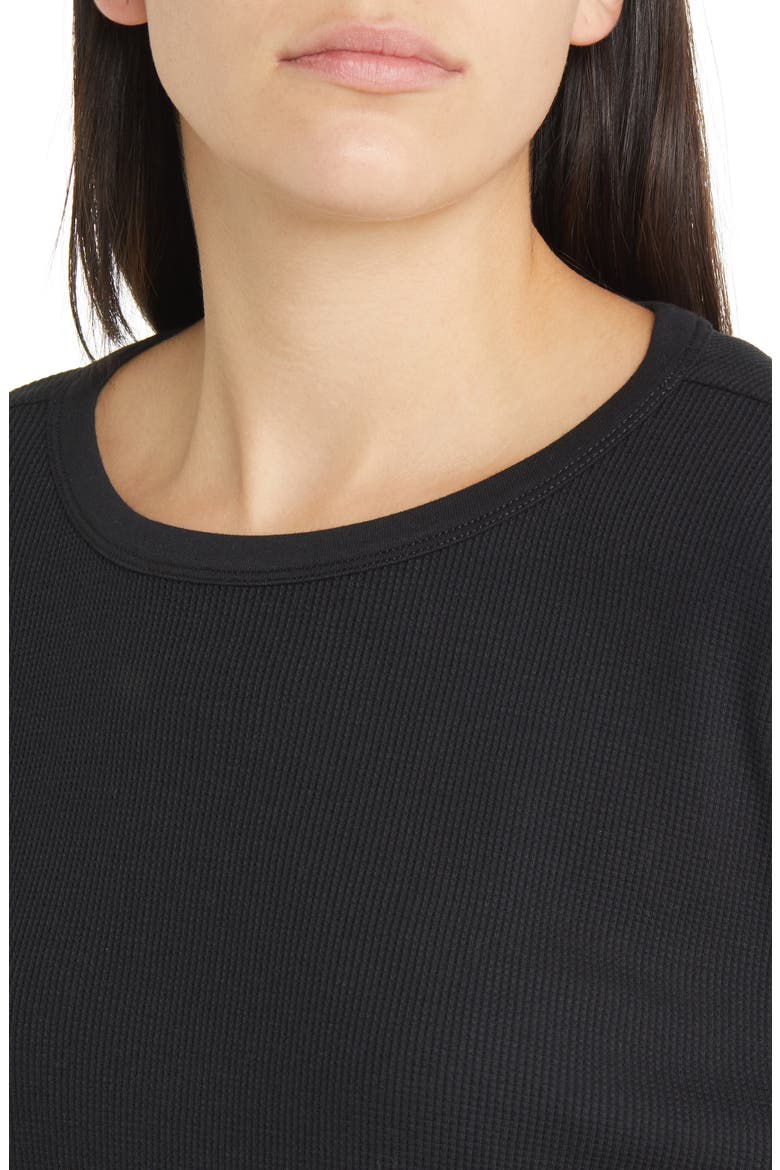 Oversize Cotton Blend Thermal Knit Top, Alternate, color, BLACK