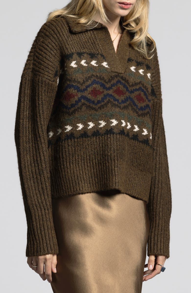 WEEKEND LOS ANGELES Spencer Fair Isle Johnny Collar Sweater, Alternate, color, 