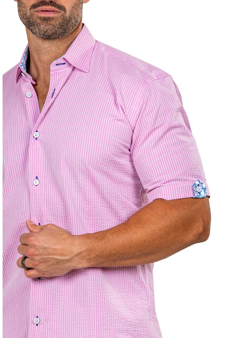 Galileo Marthy Short Sleeve Cotton Button-Up Shirt, Alternate, color, PINK