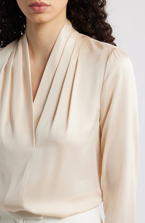 Kobi Halperin Nellie Pleated V-neck Long-sleeve Blouse In Ecru