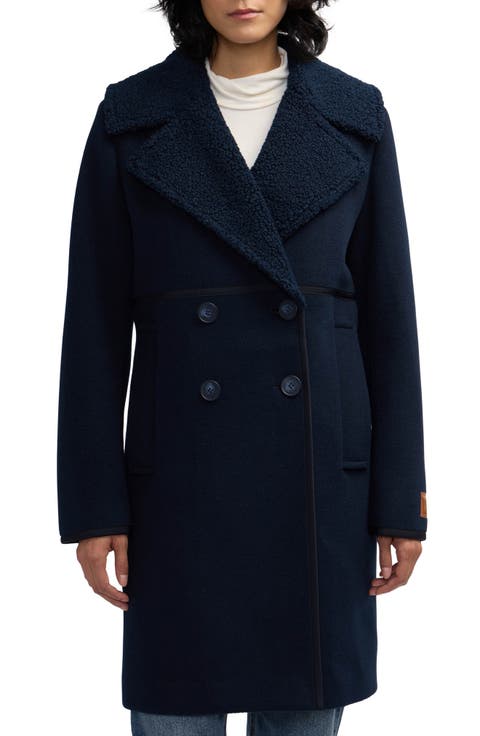 Runa Faux Shearling Collar Peacoat