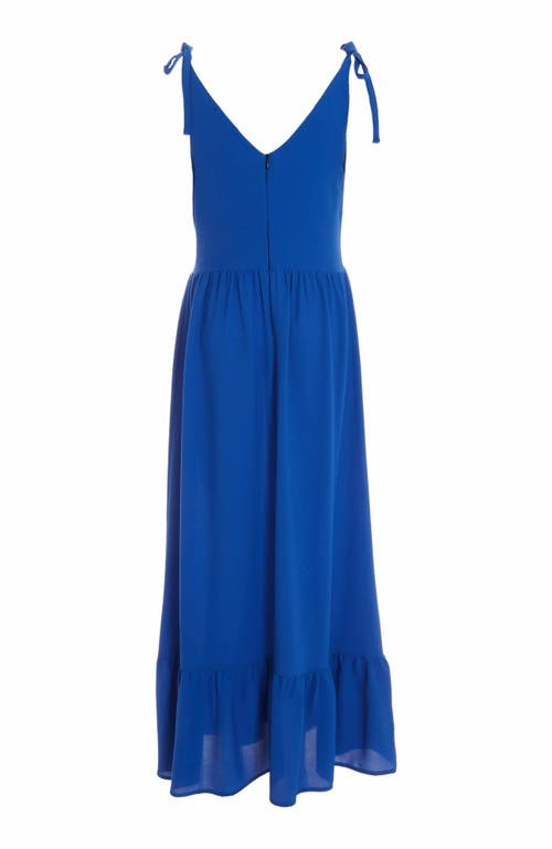 Quiz Bubble Crepe Tie Detail Maxi Dress In Blue