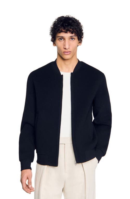 Sandro Double-faced Wool Jacket In Black