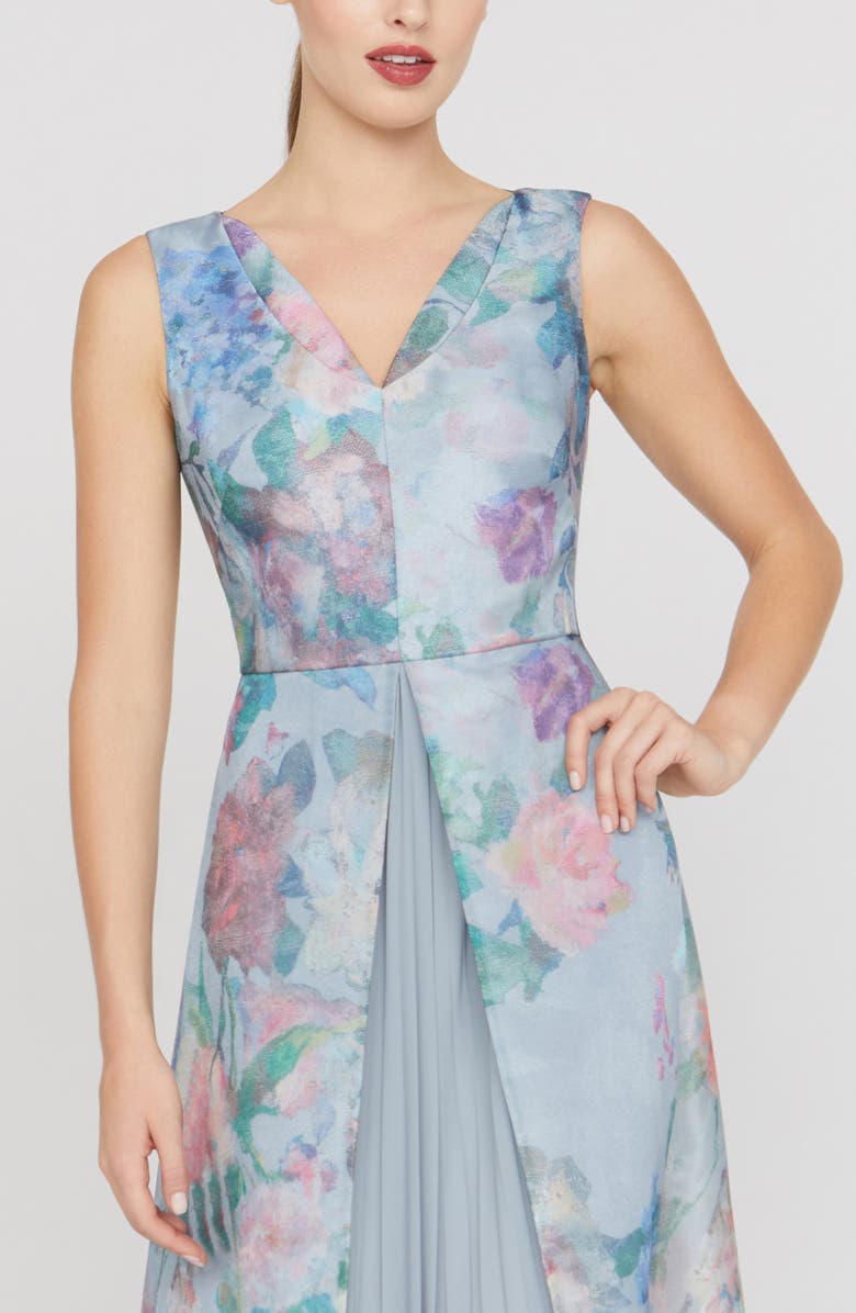 Kay Unger Merida Floral Print Sleeveless Gown, Alternate, color, Spring Mist