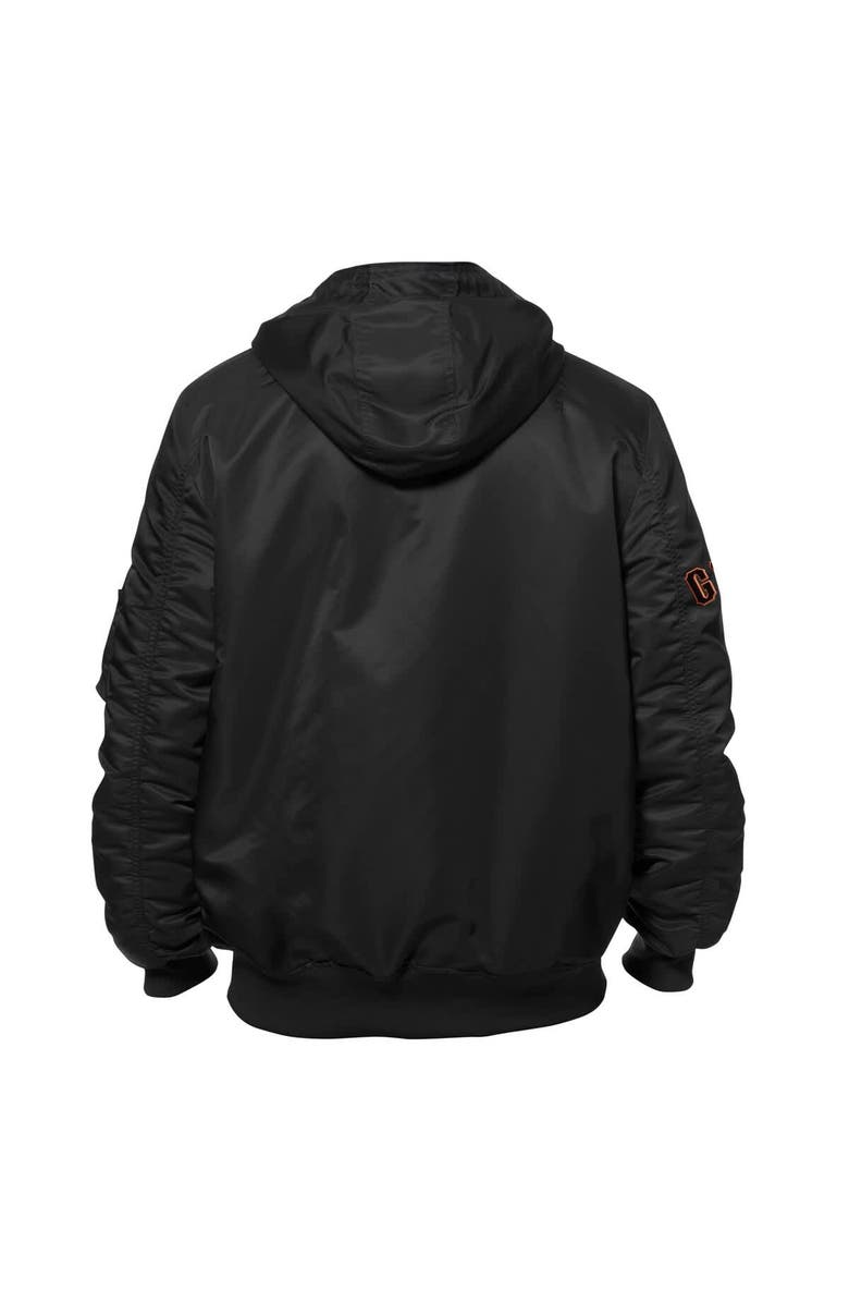 New Era x Alpha Industries Men's New Era x Alpha Industries Black San Francisco Giants Current Day Full-Zip Hooded Nylon Bomber Jacket, Alternate, color, 