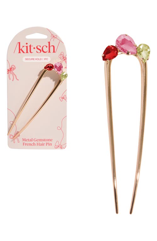 Kitsch Rhinestone French Hair Pin In Gold