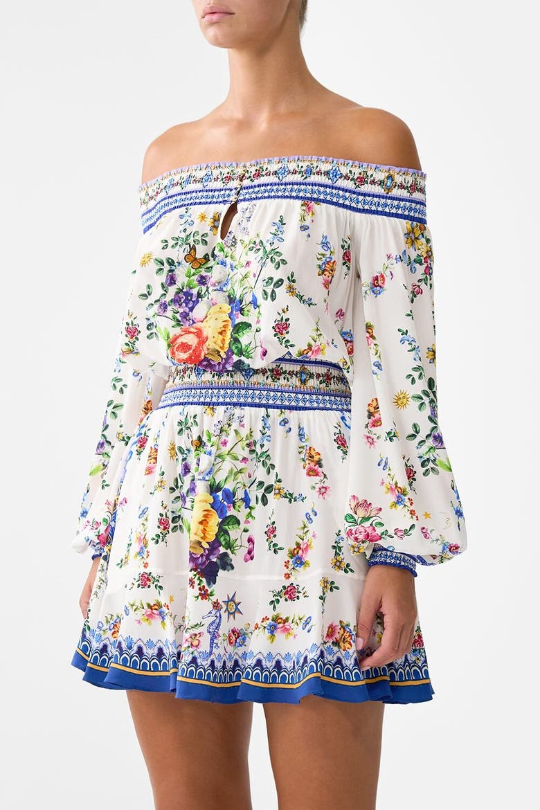 Off Shoulder Short Dress Tiles Darls, Alternate, color, Tiles Darls