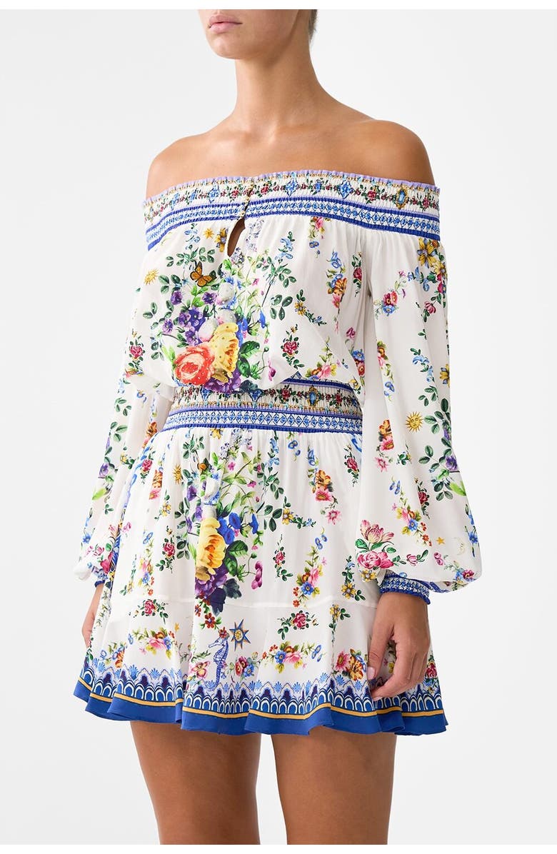 Camilla Off Shoulder Short Dress Tiles Darls, Alternate, color, Tiles Darls