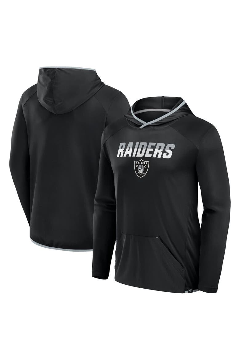 Men's Fanatics Black Las Vegas Raiders Transitional Defender Hoodie Long Sleeve T-Shirt, Main, color, Black
