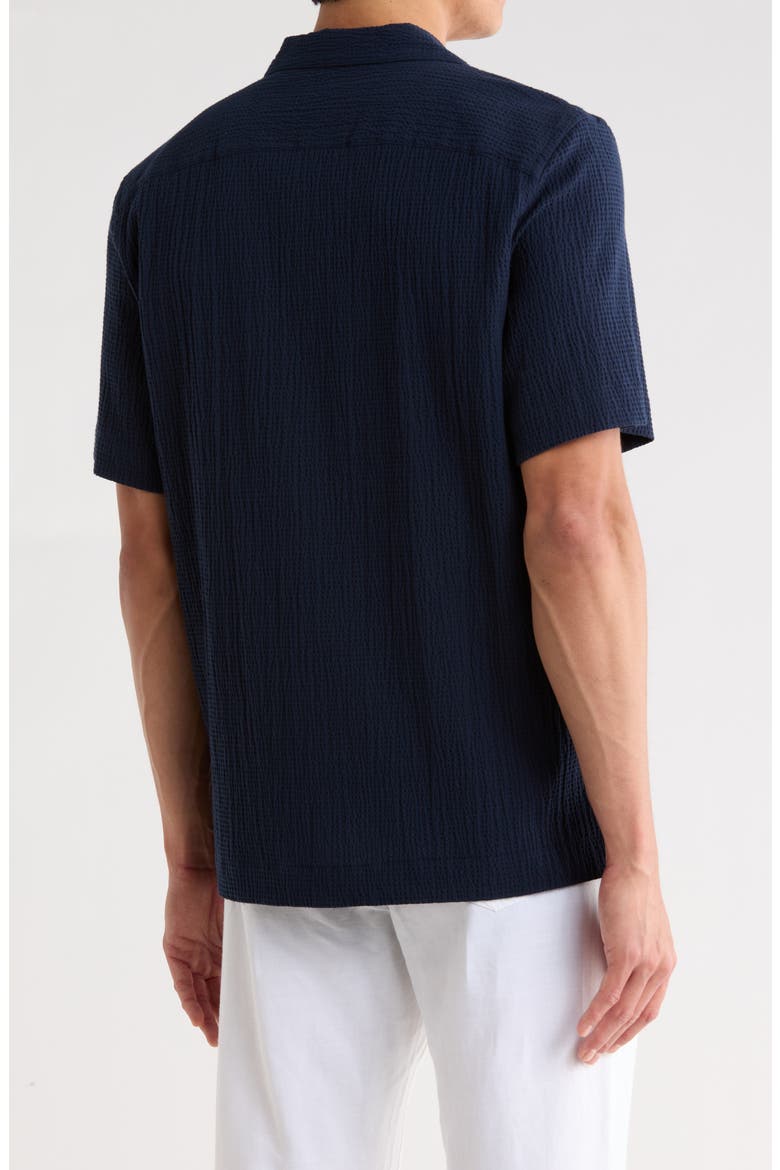 Seersucker Short Sleeve Camp Shirt, Alternate, color, DARK SAPPHIRE