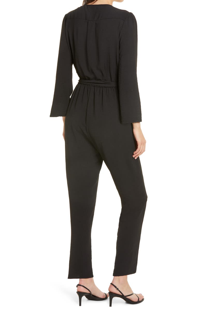 Fraiche by J Long Sleeve Belted Jumpsuit, Alternate, color, 