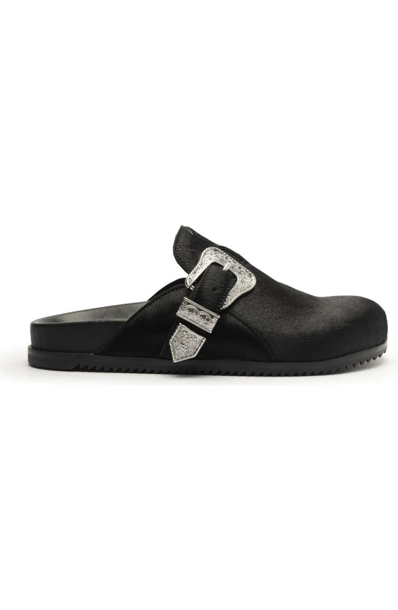 Schutz Grace Buckle Genuine Calf Hair Clog, Alternate, color, Black