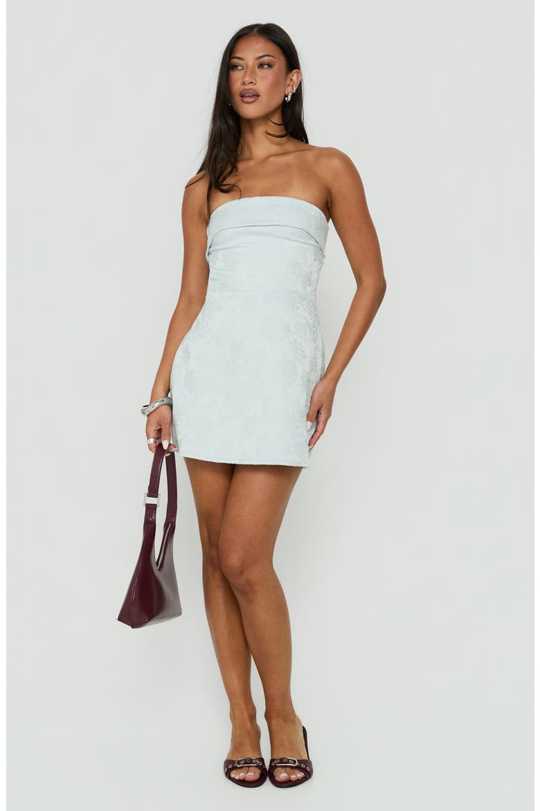 Dakhoda Strapless Floral Minidress, Alternate, color, LIGHT BLUE