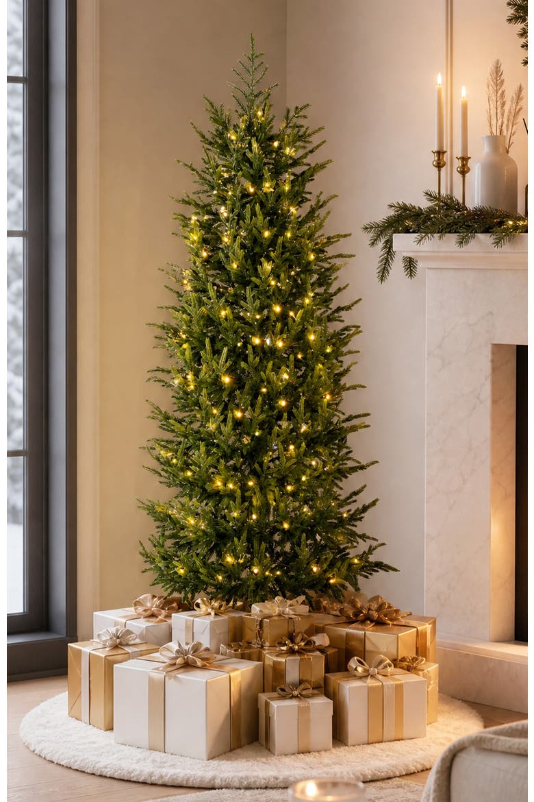 5ft/6ft Pre-lit Christmas Artificial Norfolk Pine Tree with Twinkling Lights and Remote Controller, Alternate, color, Green