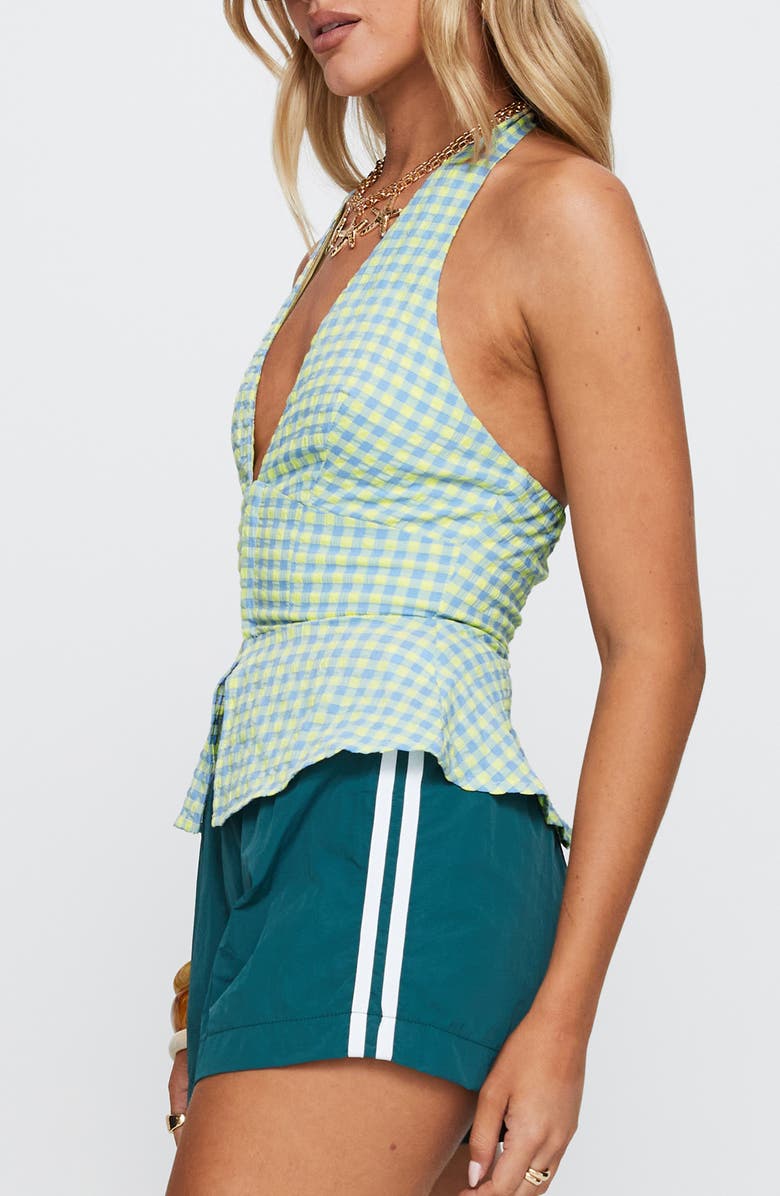 Princess Polly Becci Gingham Halter Peplum Top, Alternate, color, Multi