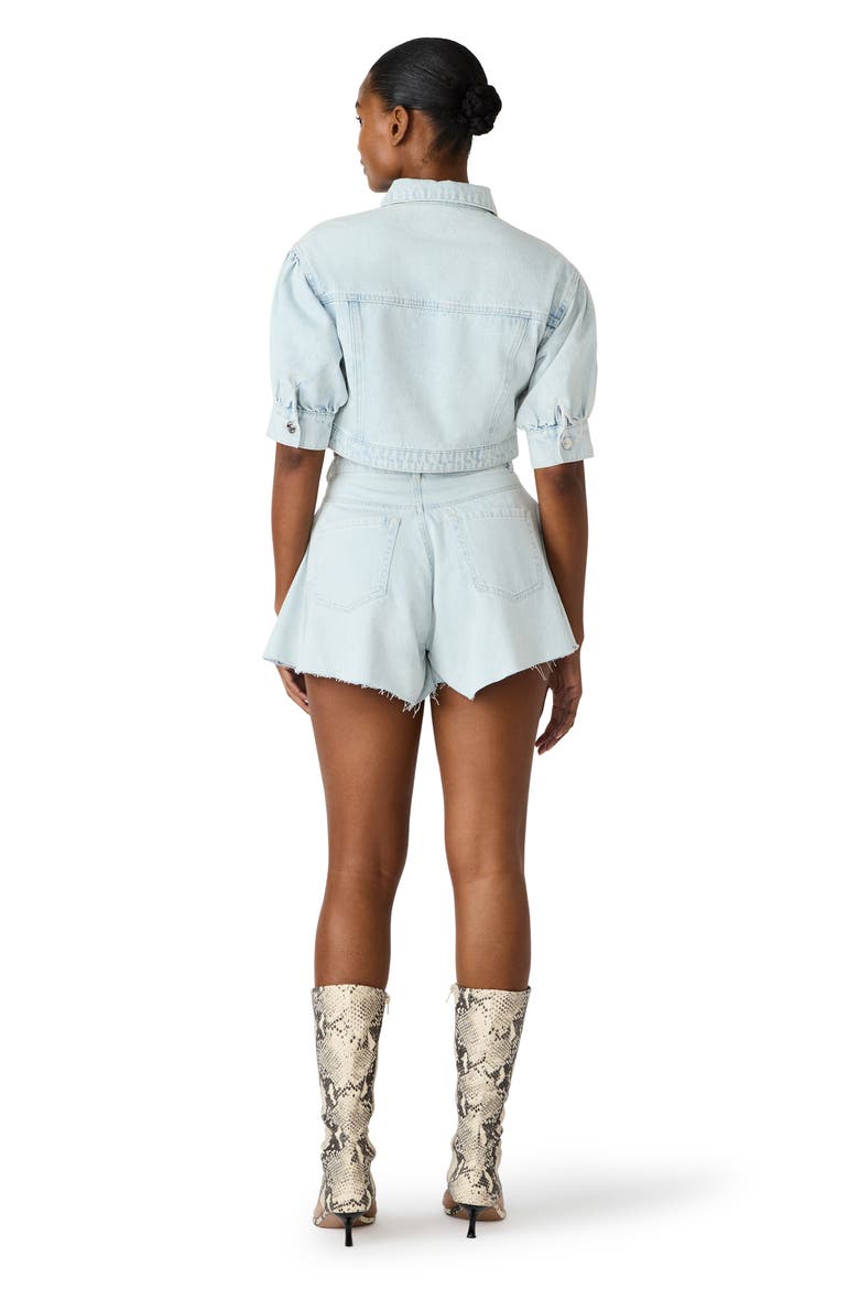 Serafina Short Sleeve Crop Denim Jacket, Alternate, color, SULPHUR SPRING