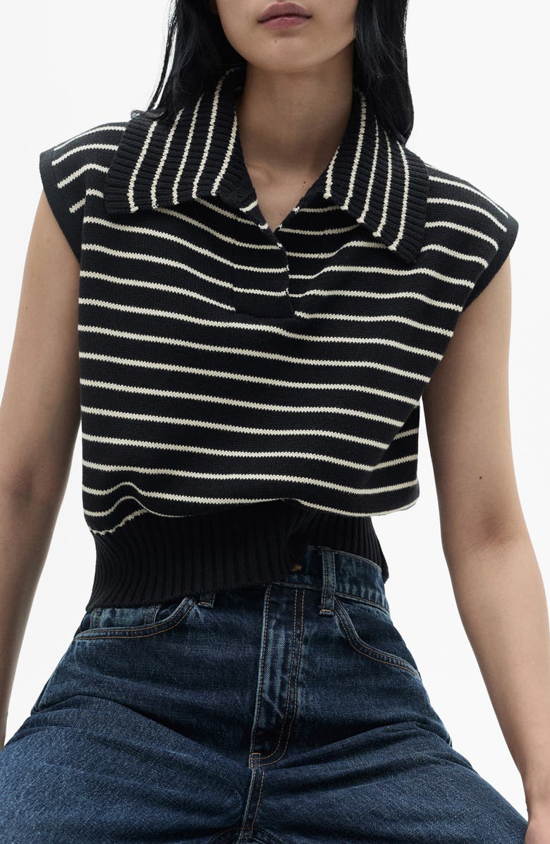 MANGO Stripe Polo Sweater Vest, Main, color,