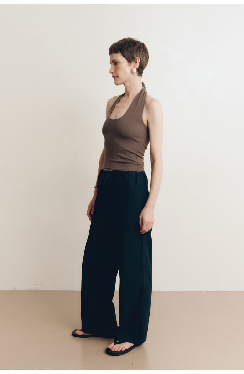 VIR VITA Siena Organic Cotton Poplin Pant, Alternate, color, Black