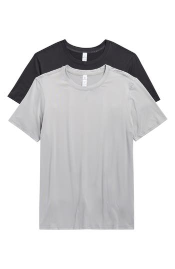 90 Degree By Reflex 2-pack Supersoft Everyday Crewneck T-shirts In Silver