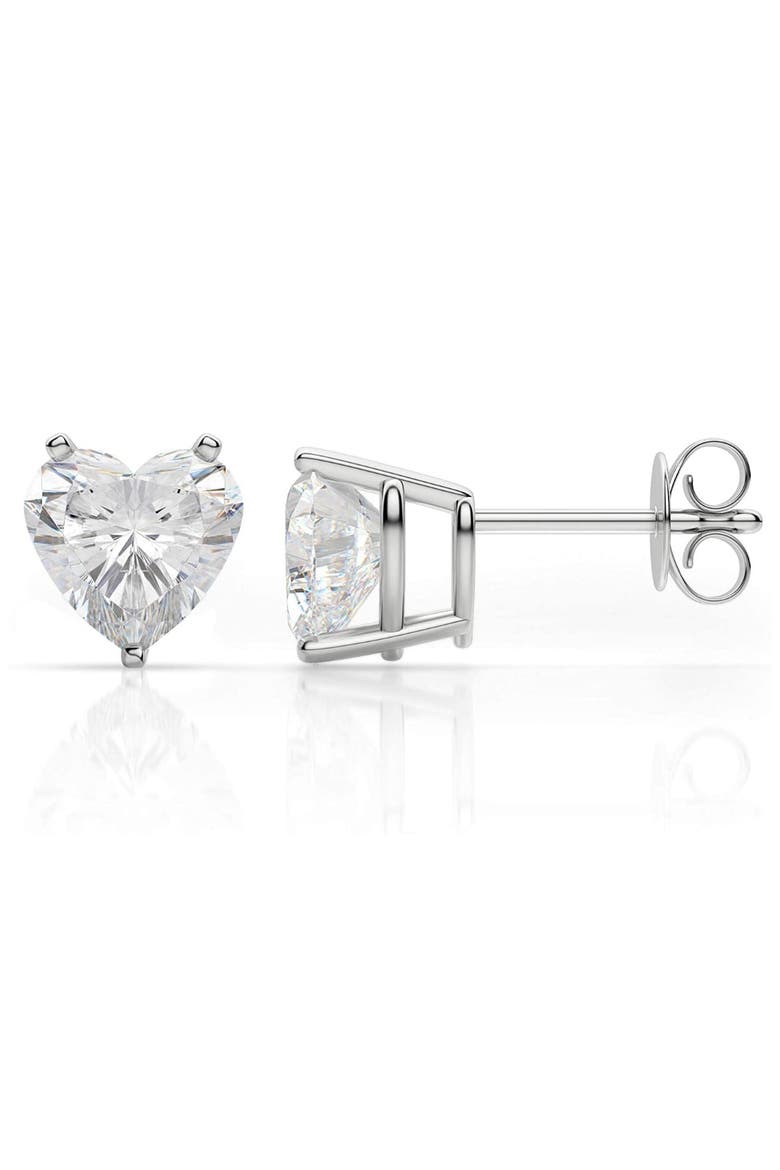 Sterling Silver Heart Cut Crystal Stud Earrings, Main, color, Silver
