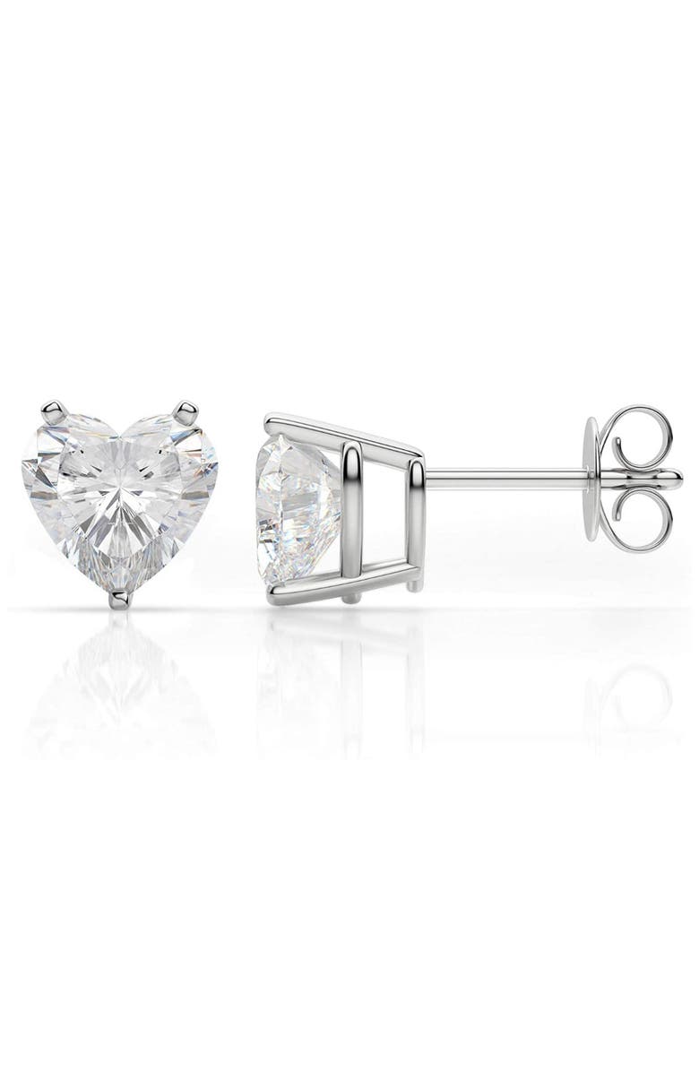 Donatello Gian Sterling Silver Heart Cut Crystal Stud Earrings, Main, color, Silver