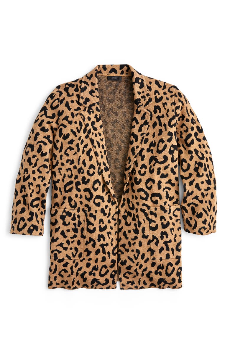 J.Crew Sophie Leopard Print Open Front Sweater Blazer, Alternate, color,