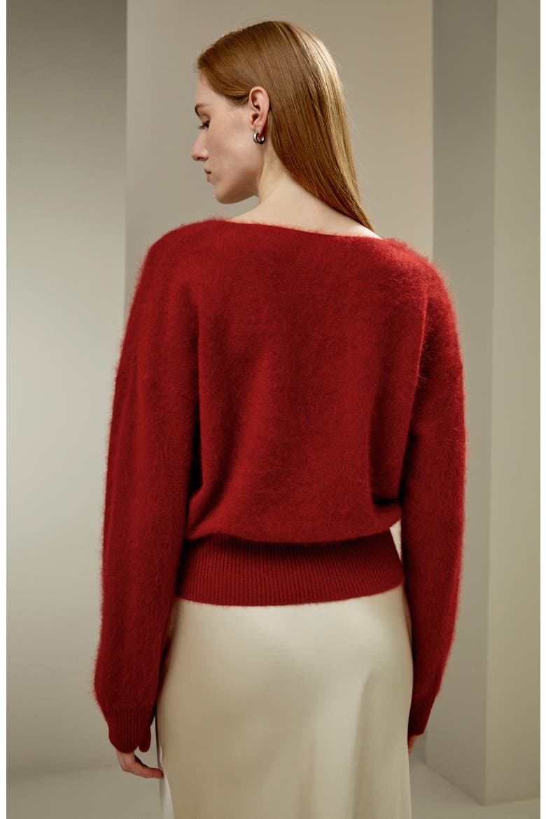 Women's Cropped V-Neck Cashmere Sweater, Alternate, color, Red