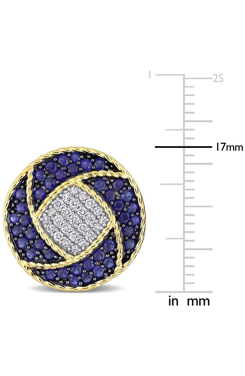 DELMAR 18K Gold Plated Sterling Silver Lab Created Sapphire & Diamond Cuff Links - 0.33ct., Alternate, color, 