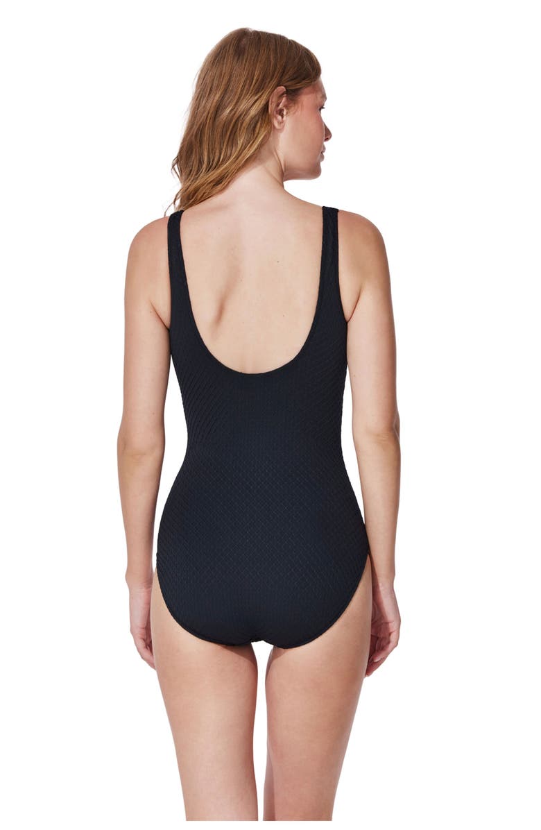 Gottex St. Tropez Square Neck Textured One Piece, Alternate, color, Black