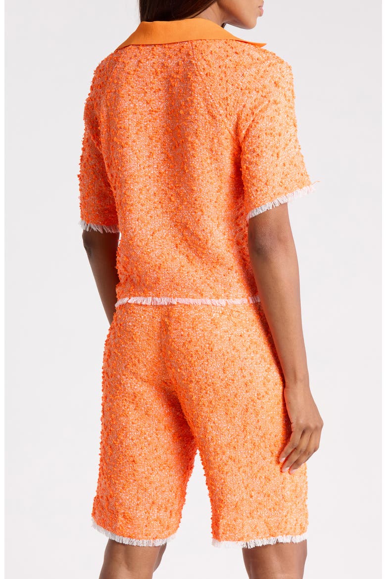 Rib Collar Tweed Polo, Alternate, color, NEON ORANGE MULTI