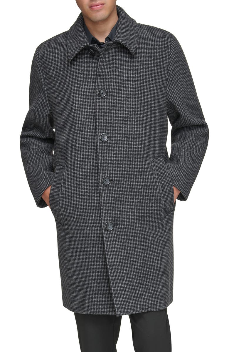Andrew Marc Rennell Wool Blend Coat, Main, color, Charcoal Houndstooth