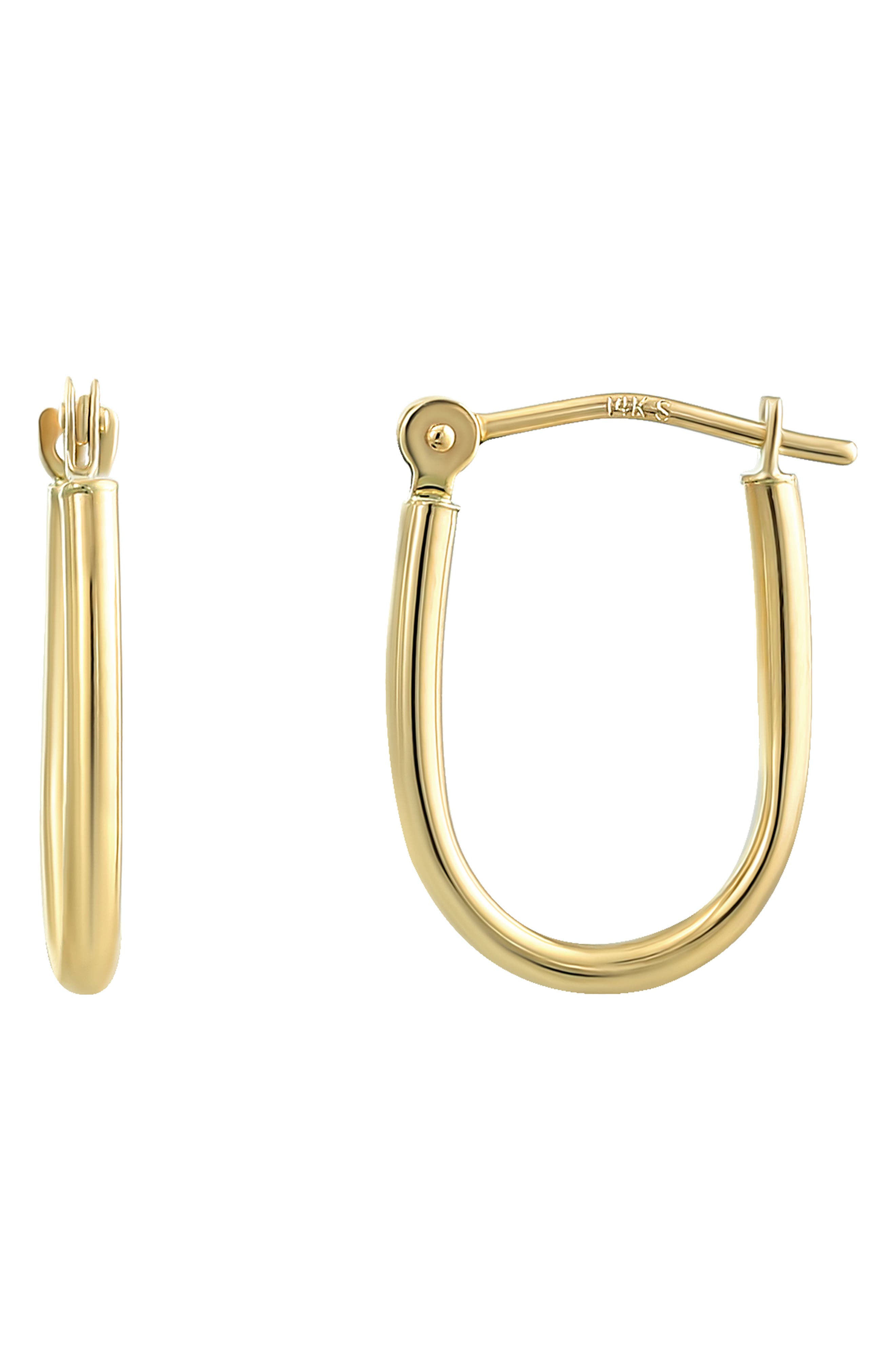 CANDELA JEWELRY 14K Gold U-Shape Hoop Earrings