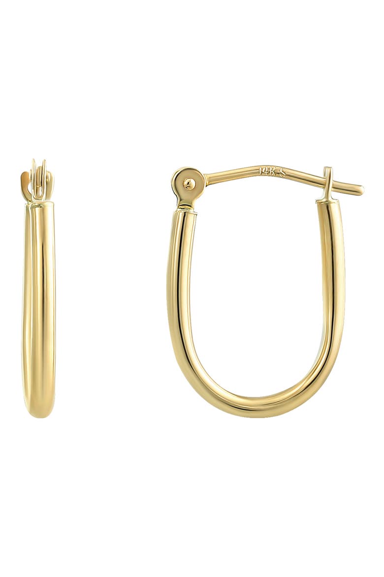 14K Gold U-Shape Hoop Earrings, Main, color, GOLD