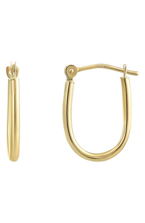 14K Gold U-Shape Hoop Earrings