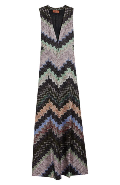 Metallic Zigzag Raschel Knit Dress