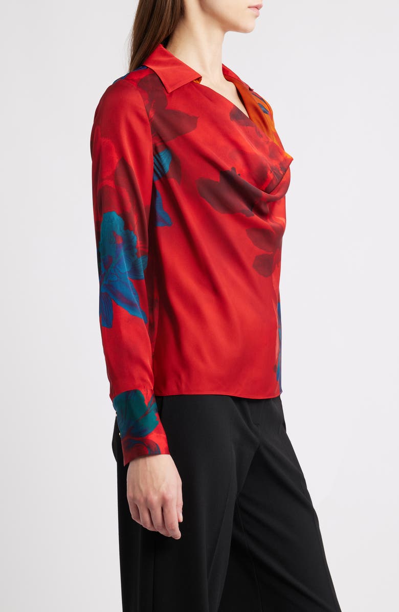 Elie Tahari The Ciaran Abstract Print Stretch Silk Top, Alternate, color, Paradise Print