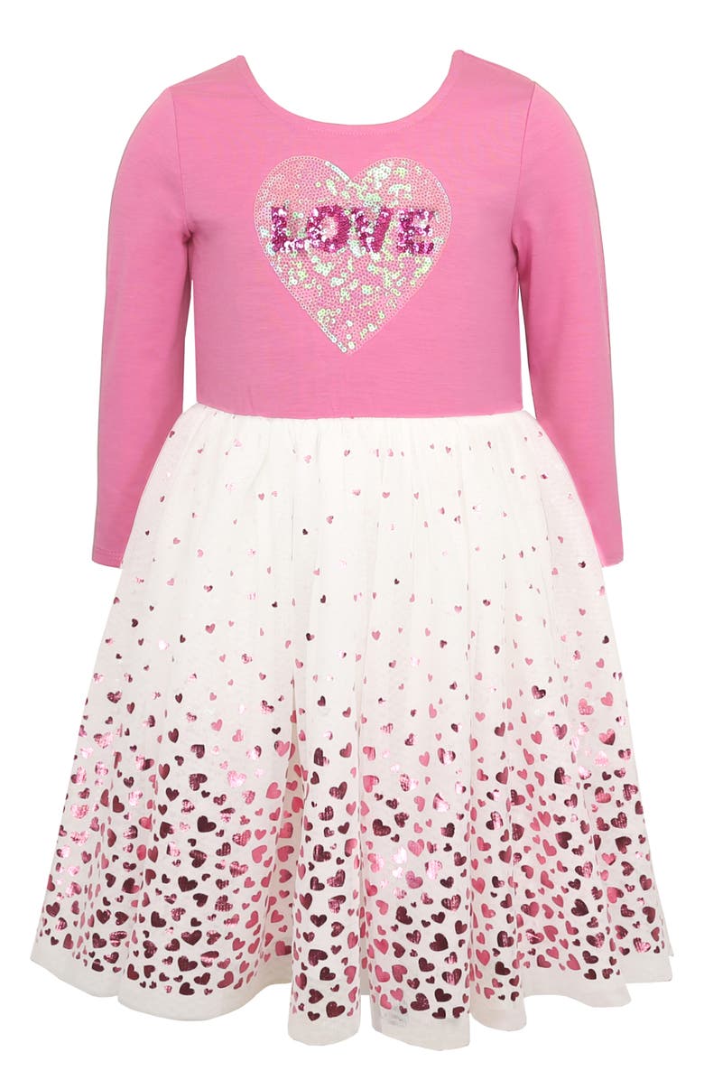 Zunie Kids' Love Sequin Tutu Dress, Main, color, Pink/ Ivory