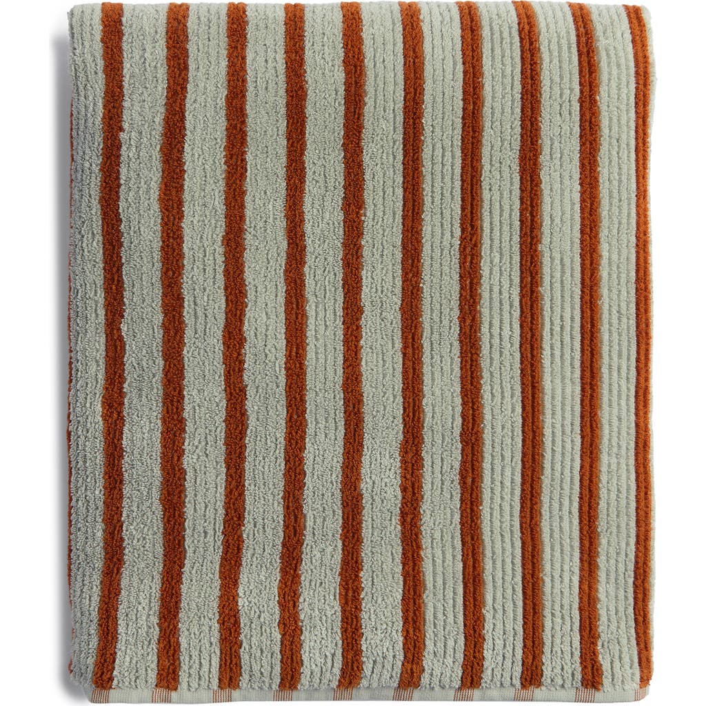 Parachute Resort Stripe Organic Cotton Towel In Sage With Russet