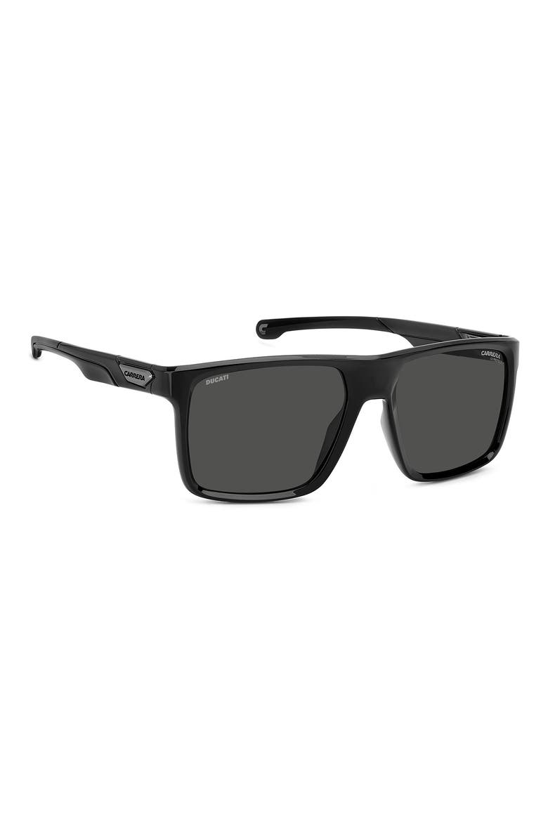 x Ducati 57mm Rectangular Sunglasses, Alternate, color, BLACK/ LIGHT GREY FT
