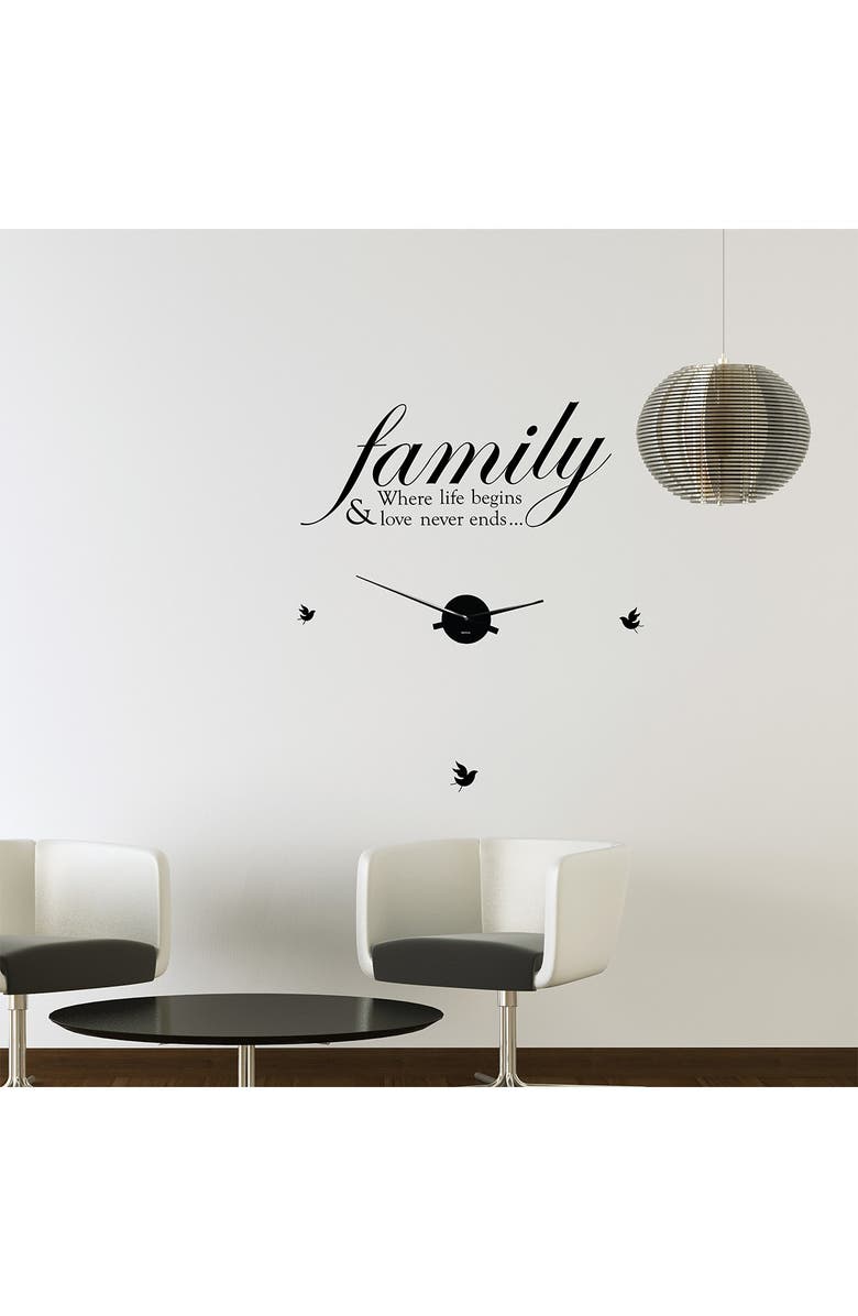 WALPLUS Family Life Quote Wall Clock, Main, color, 