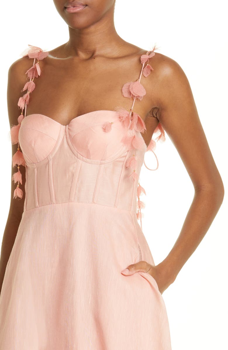 Zimmermann Wonderland Linen & Silk Corset Dress, Alternate, color,