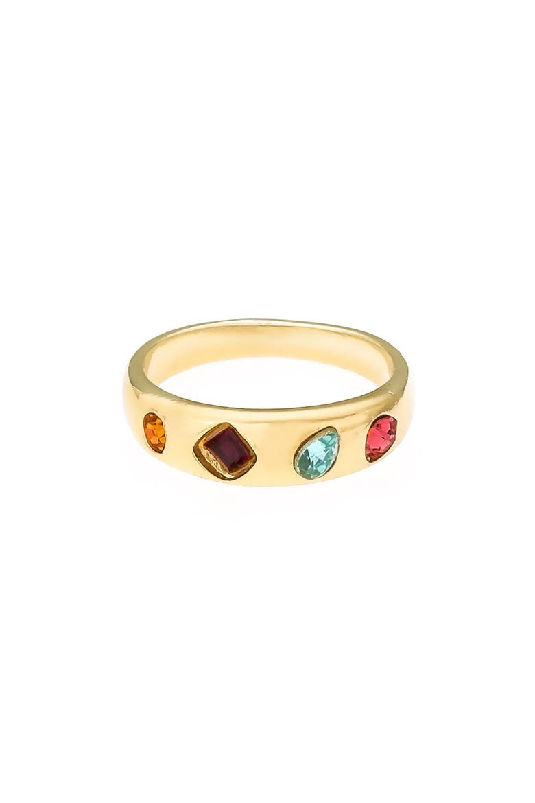 Rainbow Crystal Band Ring, Main, color, GOLD