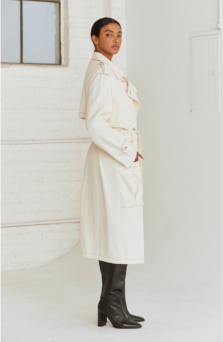 CRESCENT Denim Long Trench Coat, Alternate, color, 