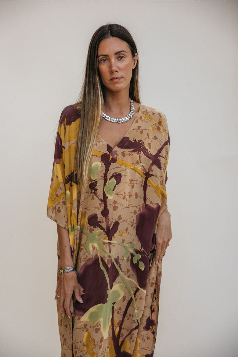 Long Caftan Magnolia, Main, color, Yellow & Green