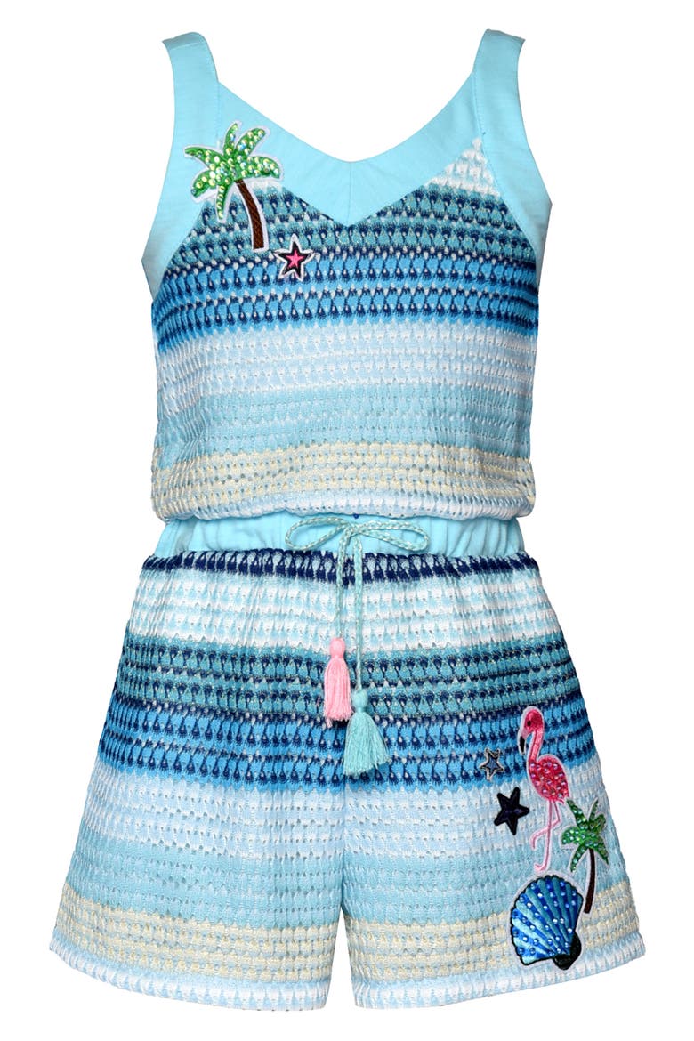 Kids' Knit Romper, Main, color, BLUE MULTI