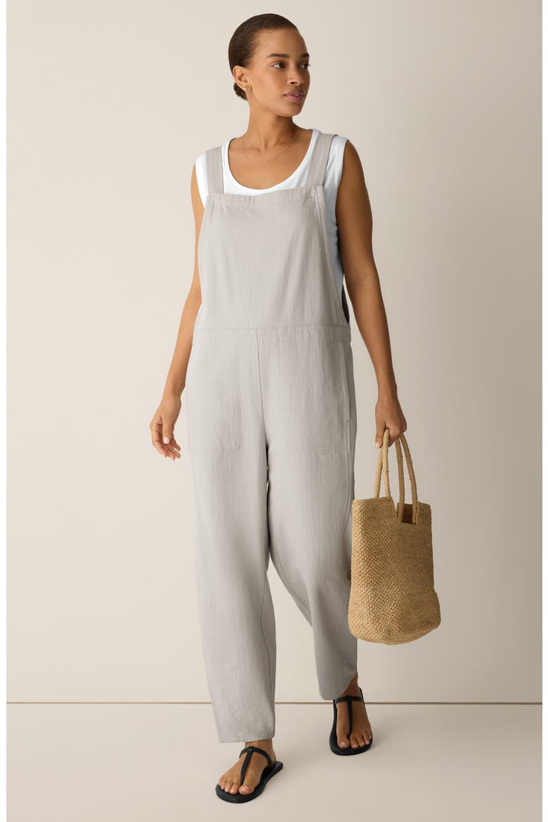 Organic Cotton & Linen Lantern Jumpsuit, Alternate, color, CHALK