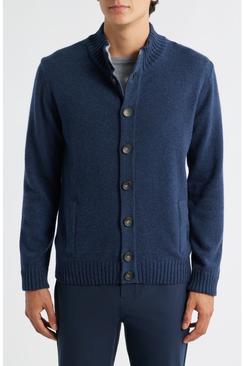 Merino Wool & Cashmere Cardigan, Alternate, color, DARK BLUE