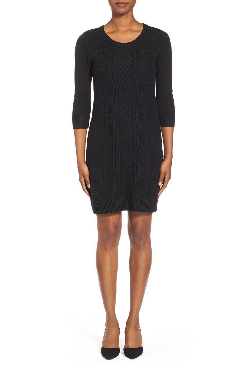 Caslon<sup>®</sup> Cable Knit Sweater Dress, Main, color, 