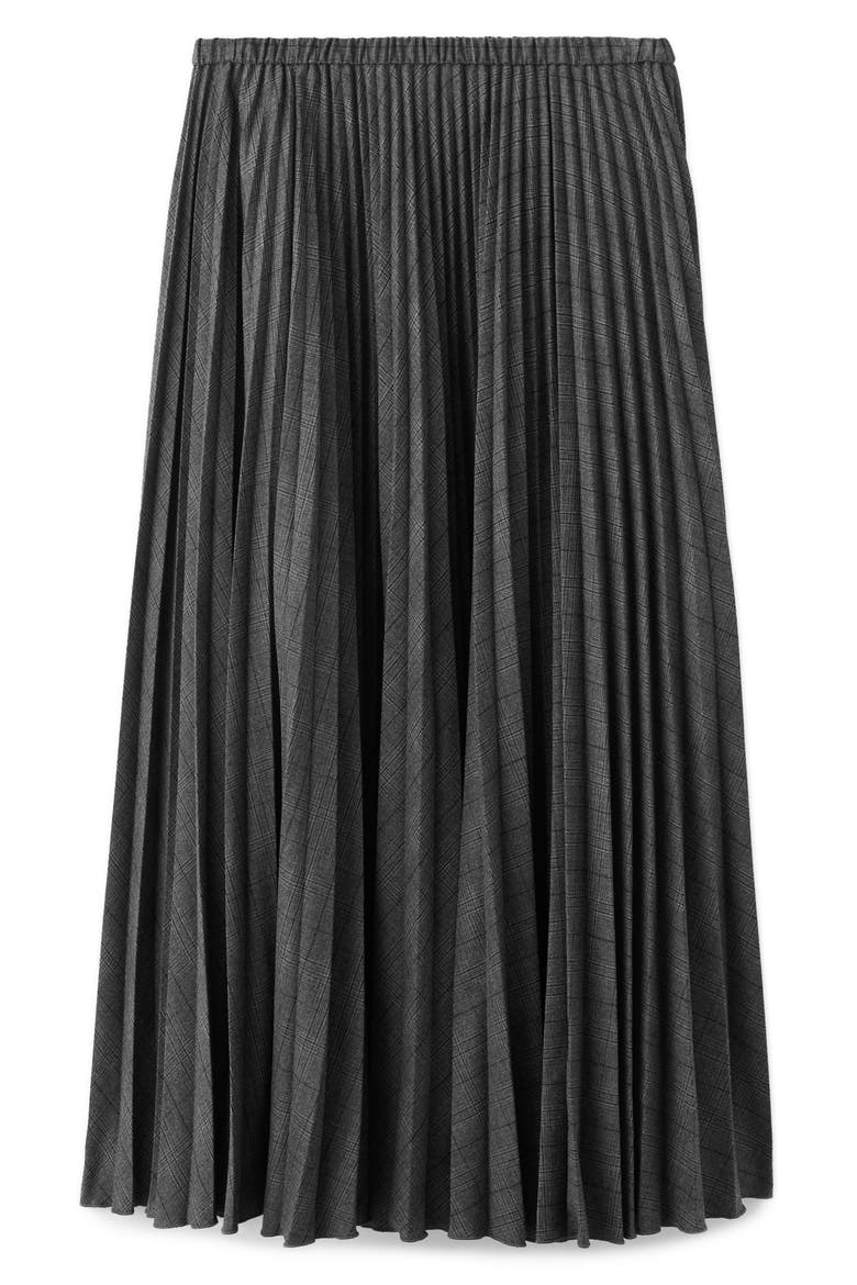 Check Pleated Maxi Skirt, Main, color, GREY